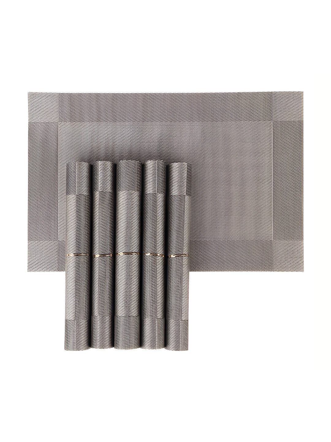 GROKI Grey 6 Pieces Textured Table Placement