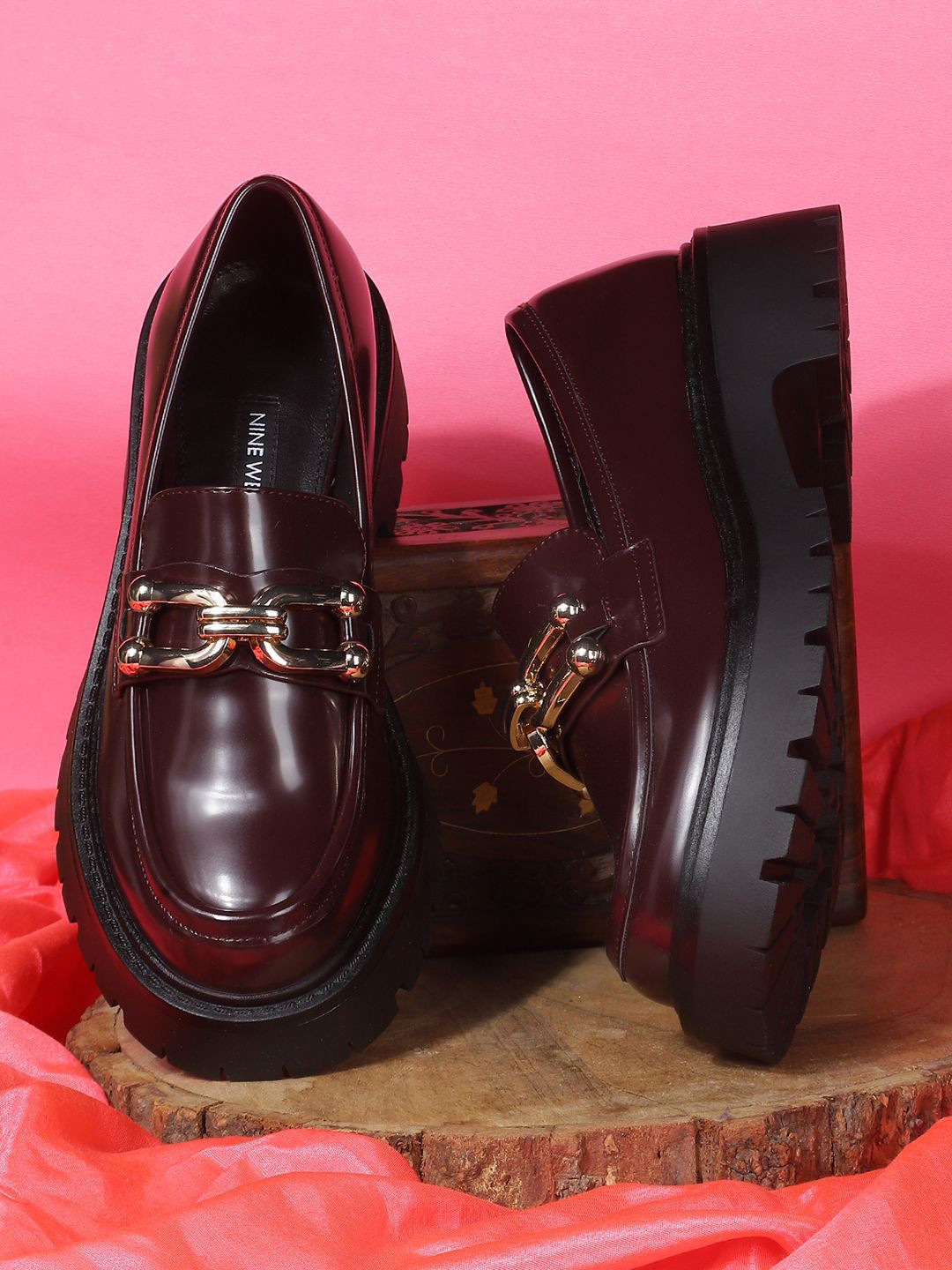 Nine West Women Round Toe Comfort Insole Heeled Loafers