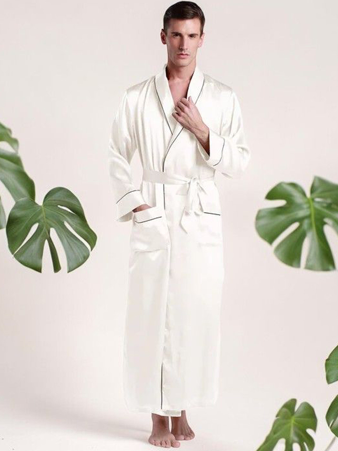 Bella Babe by SK Men Maxi Satin Bath robe With Belt