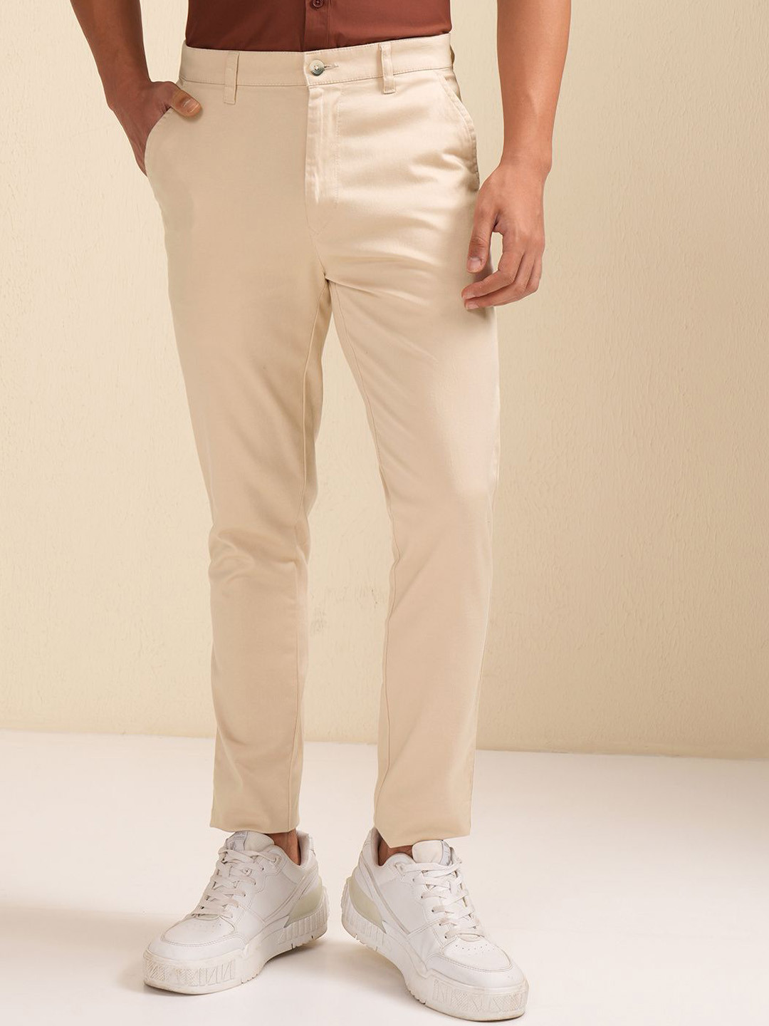 HIGHLANDER Premium Satin Chino Trousers Slim Fit Chinos