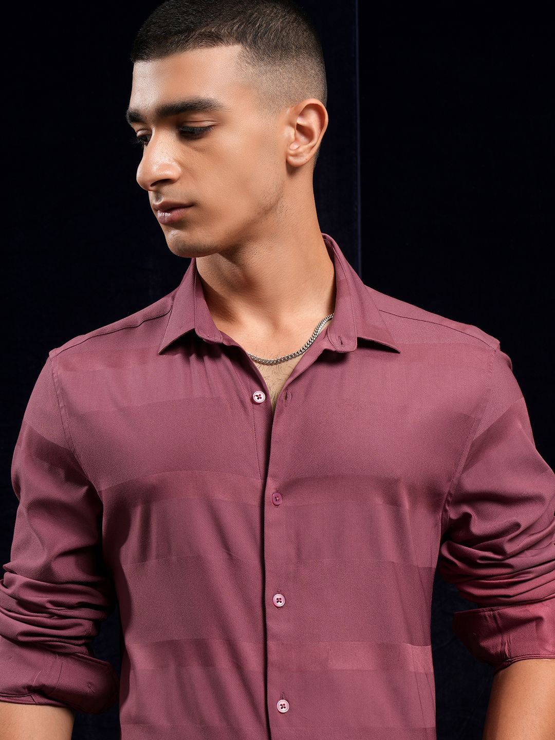 HIGHLANDER Men Rose Dobby Textured Occasion Shirt