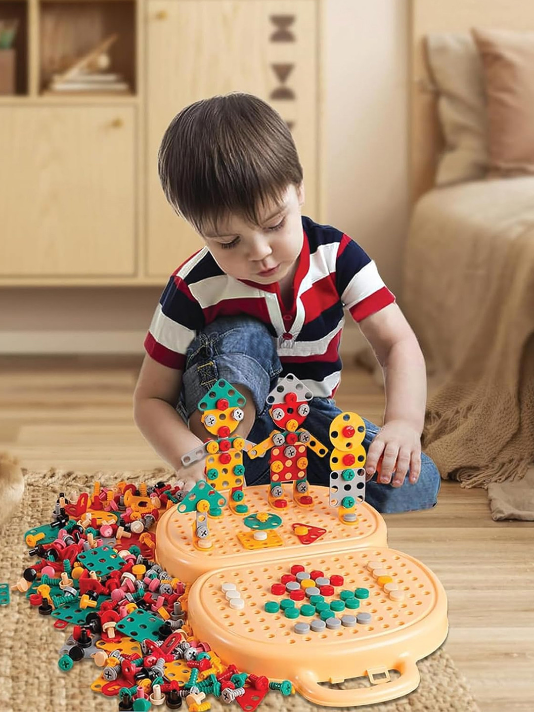 Kidology Kids 239+ Pcs Plastic Electric Drill & Screw Design Toy Set