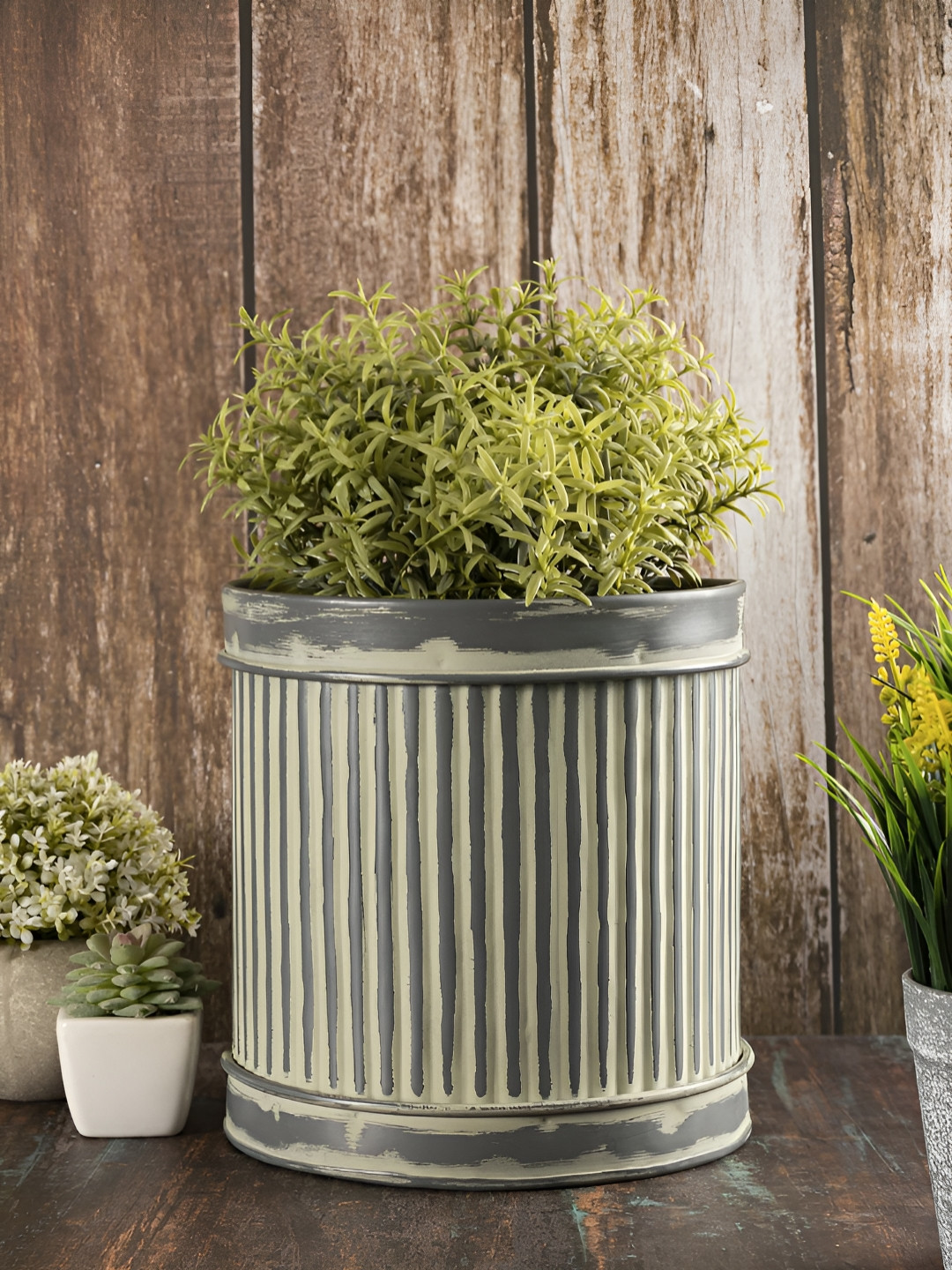 Metalsmith Grey Textured Metal Planter