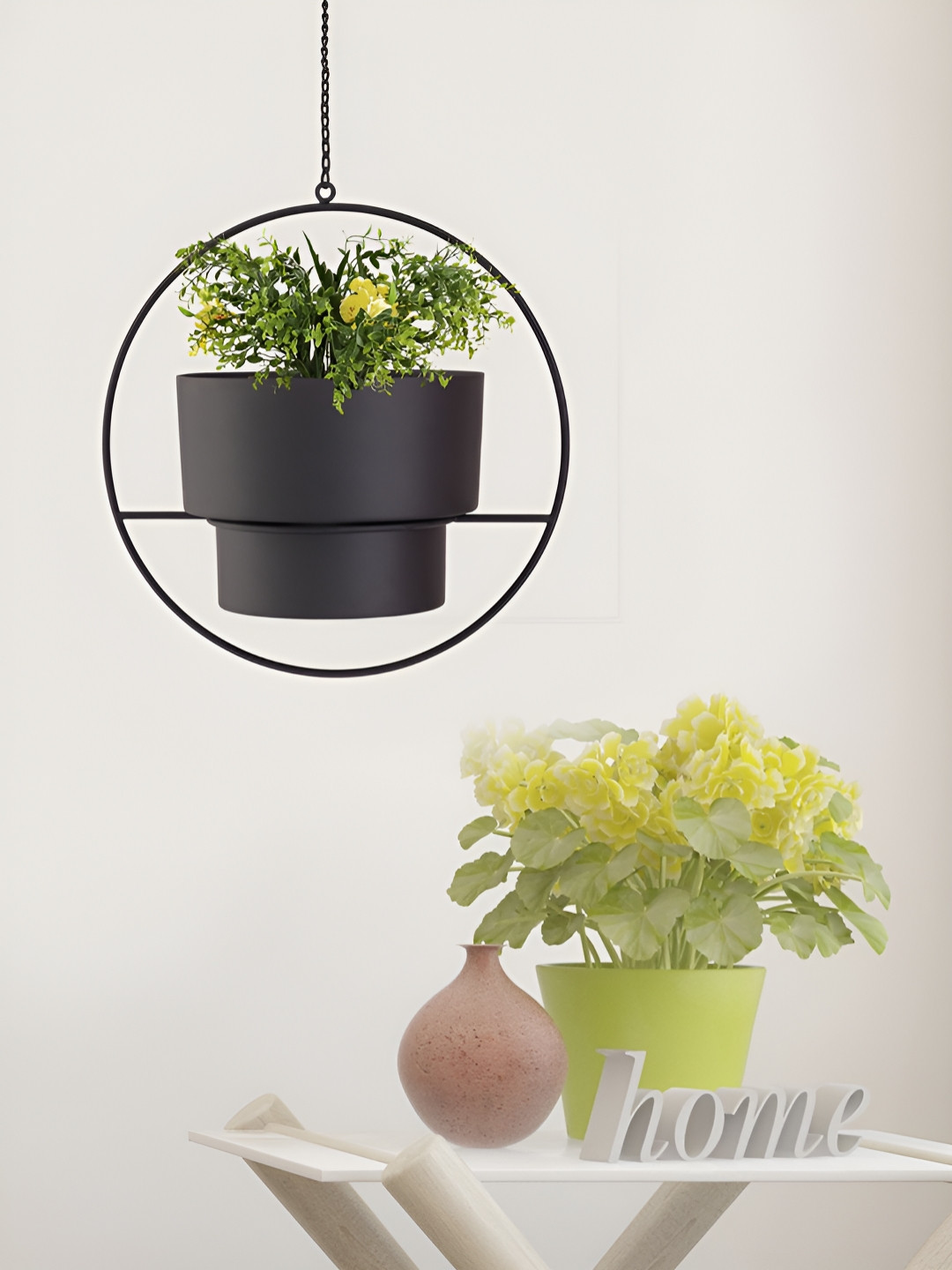 Metalsmith Black Colored Metal Planter With Hanging Holder