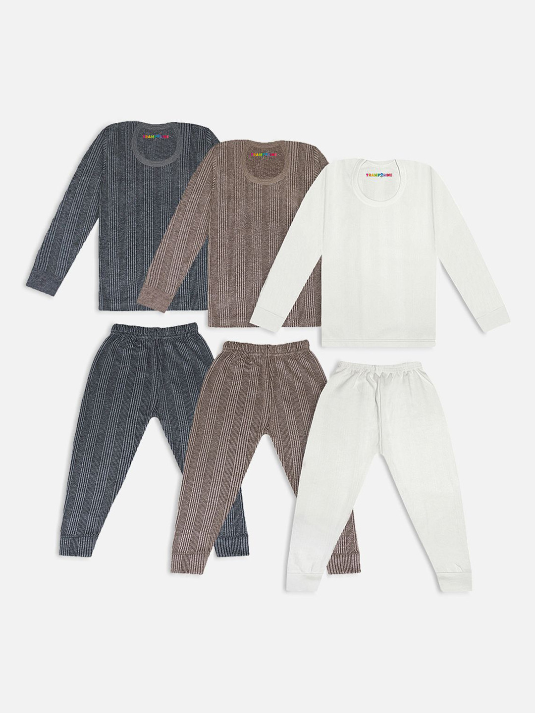 YK X Trampoline Kids Pack Of 3 Striped Thermal Set
