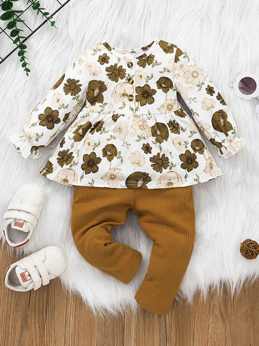 StyleCast x Revolte Brown Girls Floral Printed Top With Trousers
