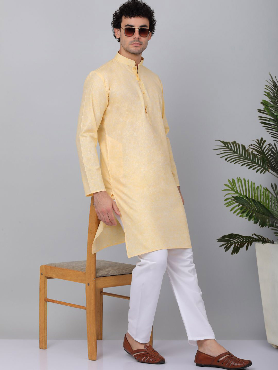 KRAFT INDIA Mandarin Collar Long Sleeves Straight Kurta