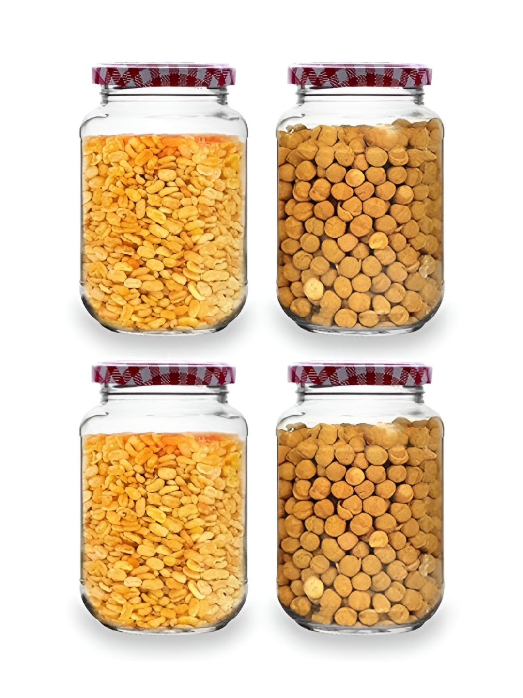 Tyche Enterprises Piramal Transparent Glass Dishwasher Safe 4 Piece Screw Top Jar-1L