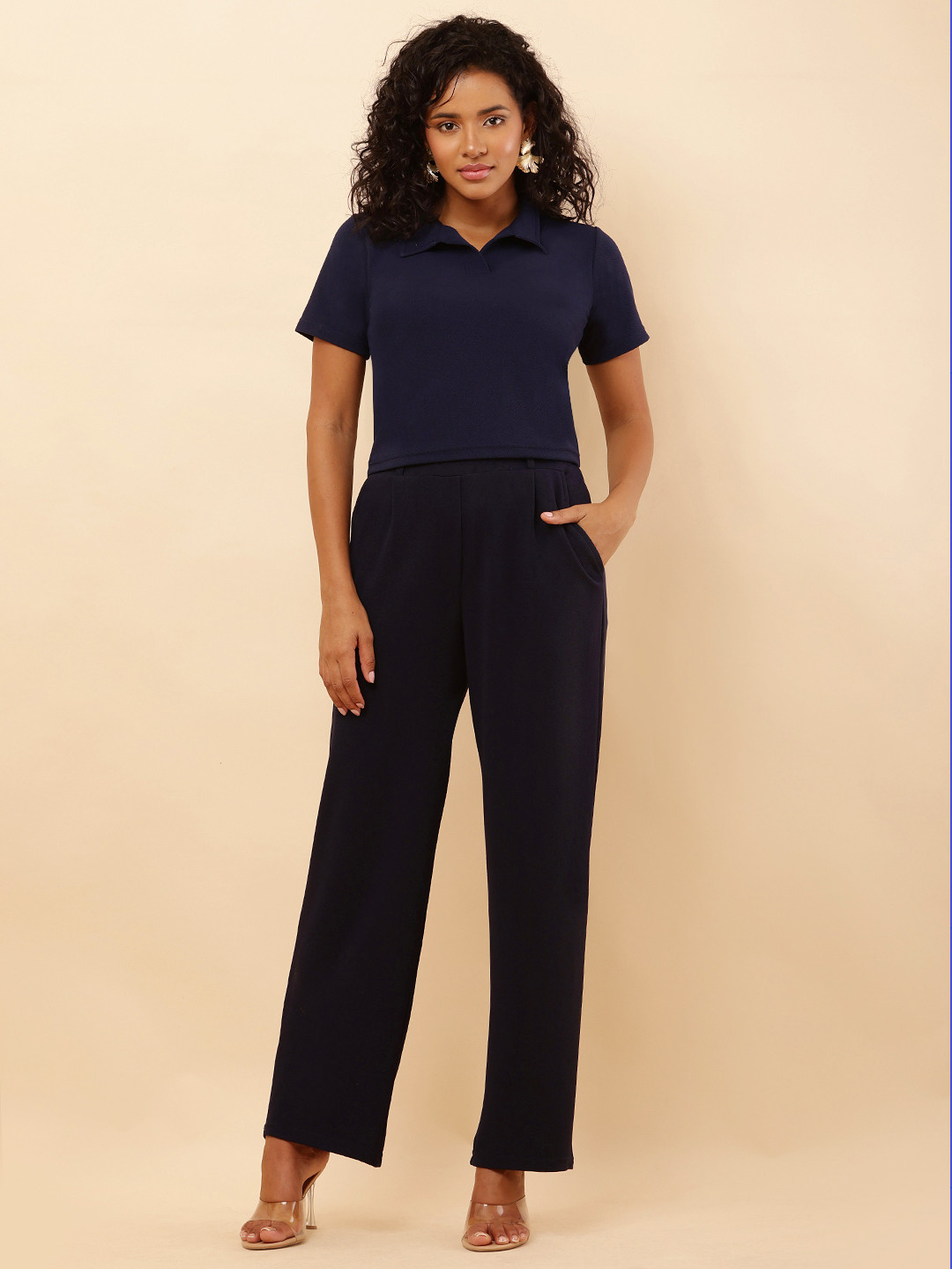 SQew Polo Collar Top With Trousers Co-Ords