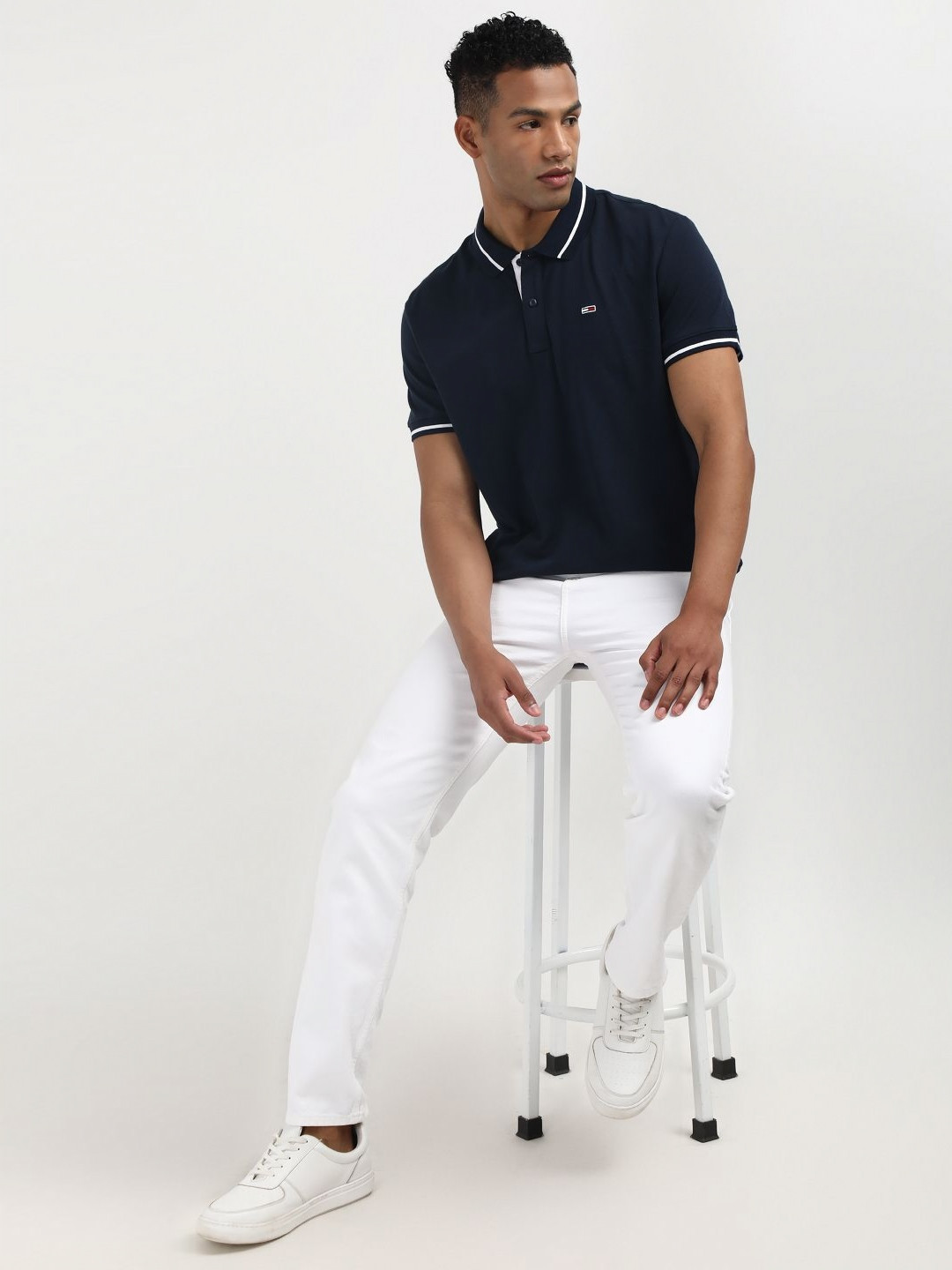 Tommy Hilfiger Men Solid Nautical Polo Collar Pure Cotton T-shirt