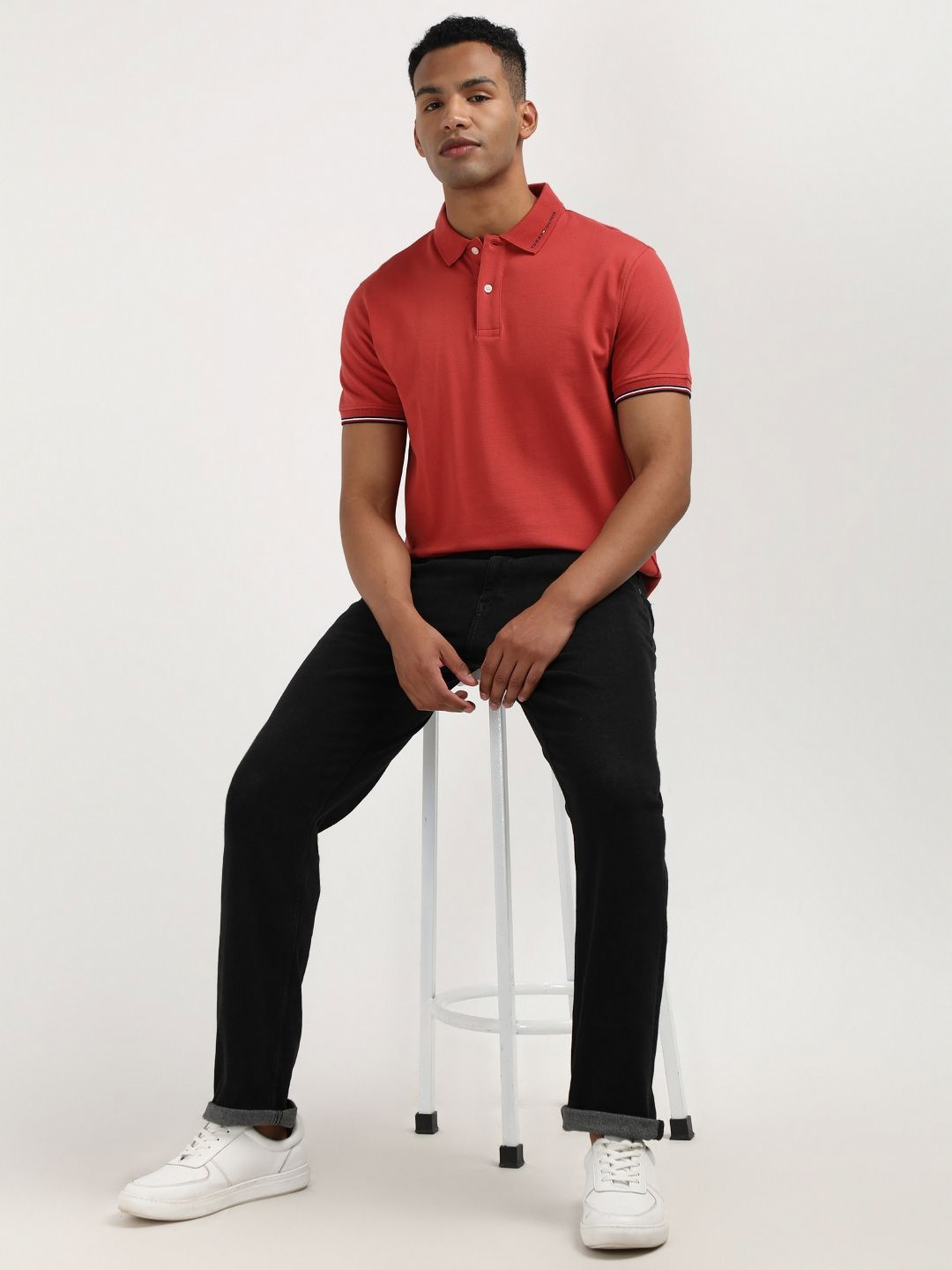 Tommy Hilfiger Men Solid Polo Collar Organic Cotton T-shirt