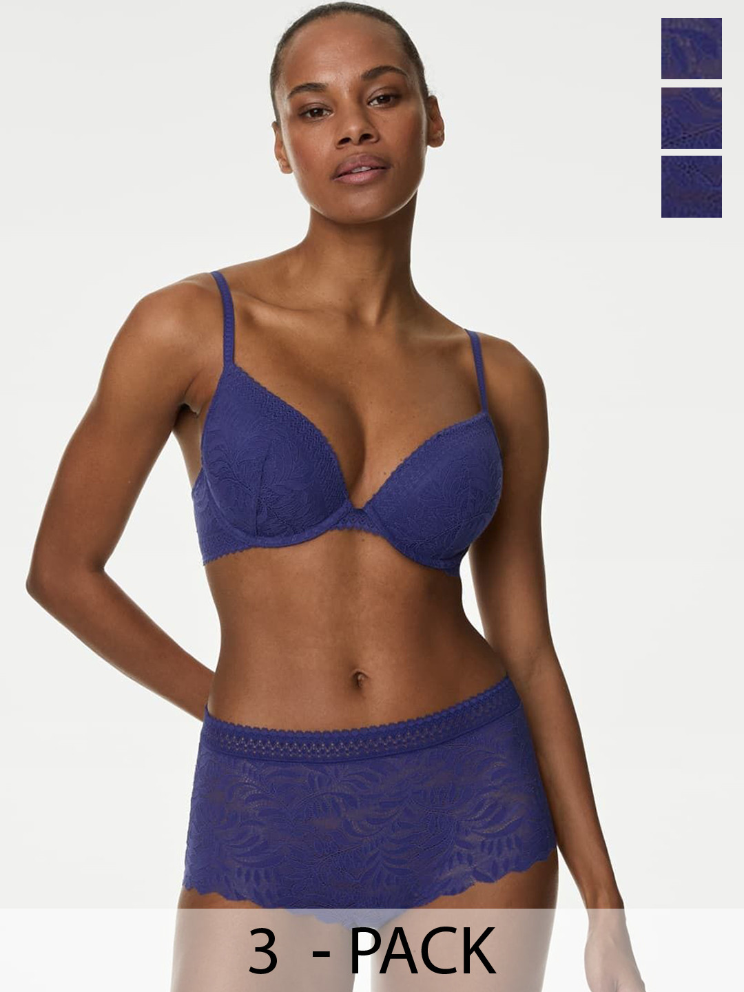 Marks & Spencer Pack Of 3 High-Rise Basic Lace Briefs