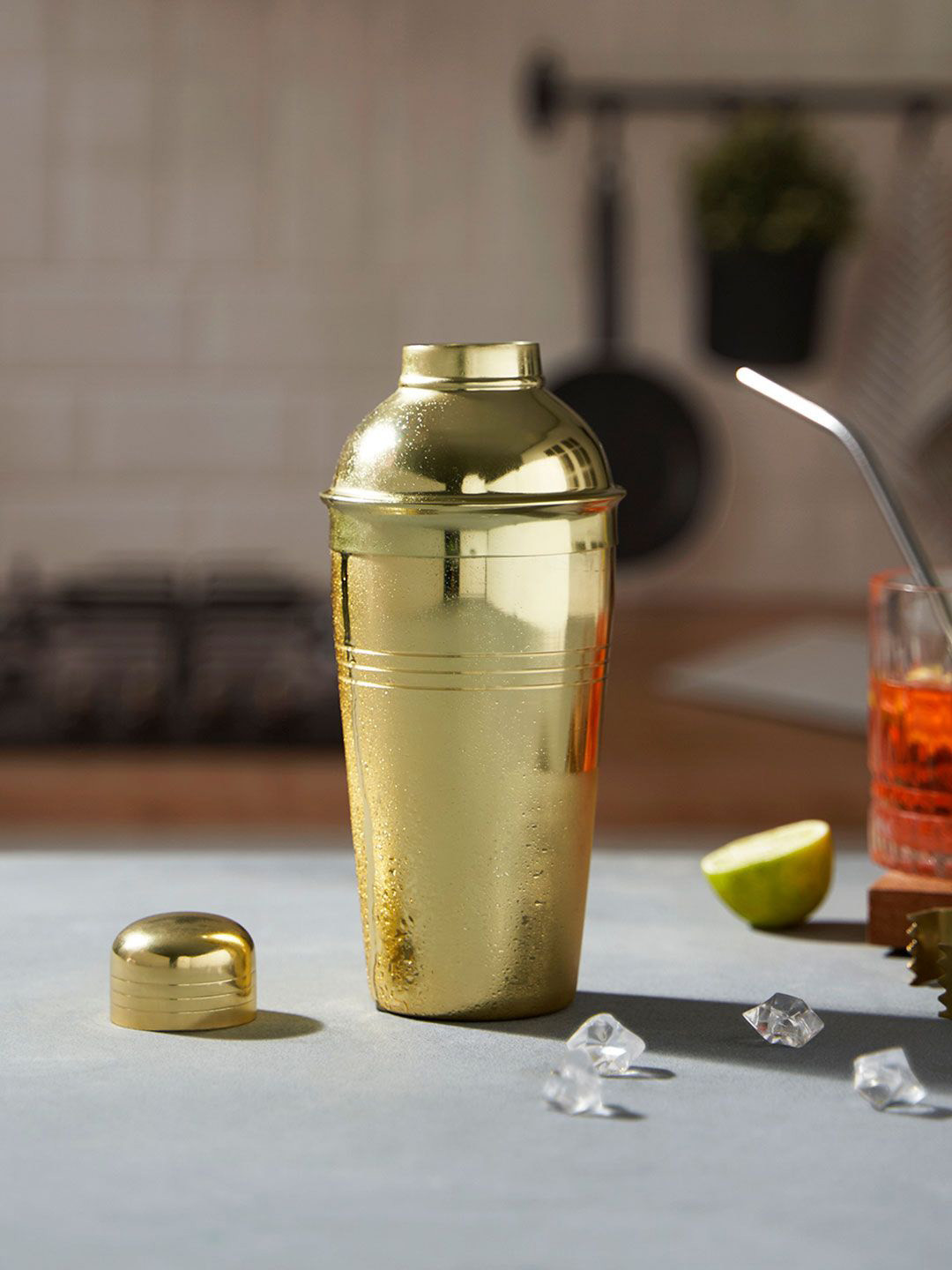 DecorTwist Yellow Stainless Steel Cocktail Shaker