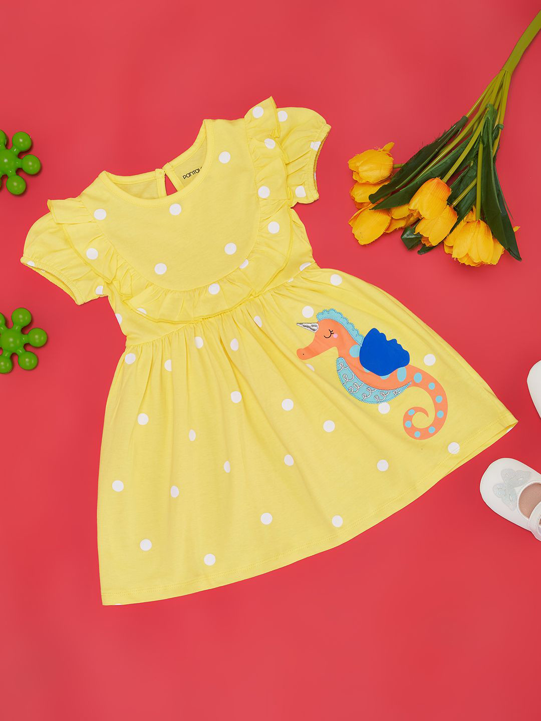 Pantaloons Girls Baby Polka Dot Print Fit & Flare Dress