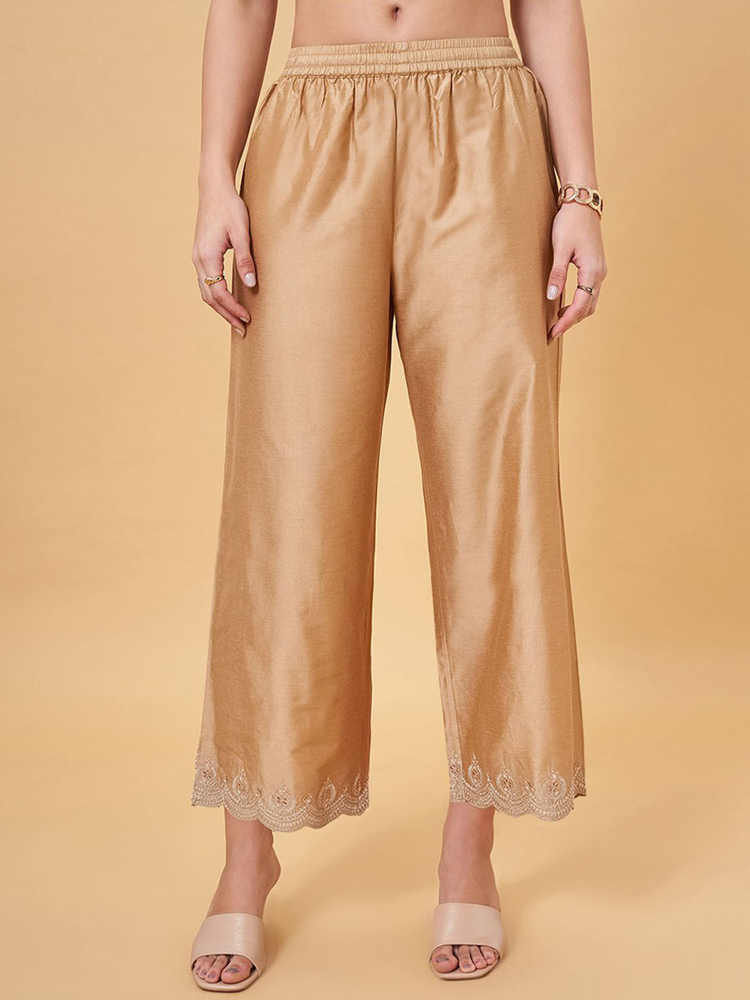 RANGMANCH BY PANTALOONS Women Easy Wash Regular Trousers