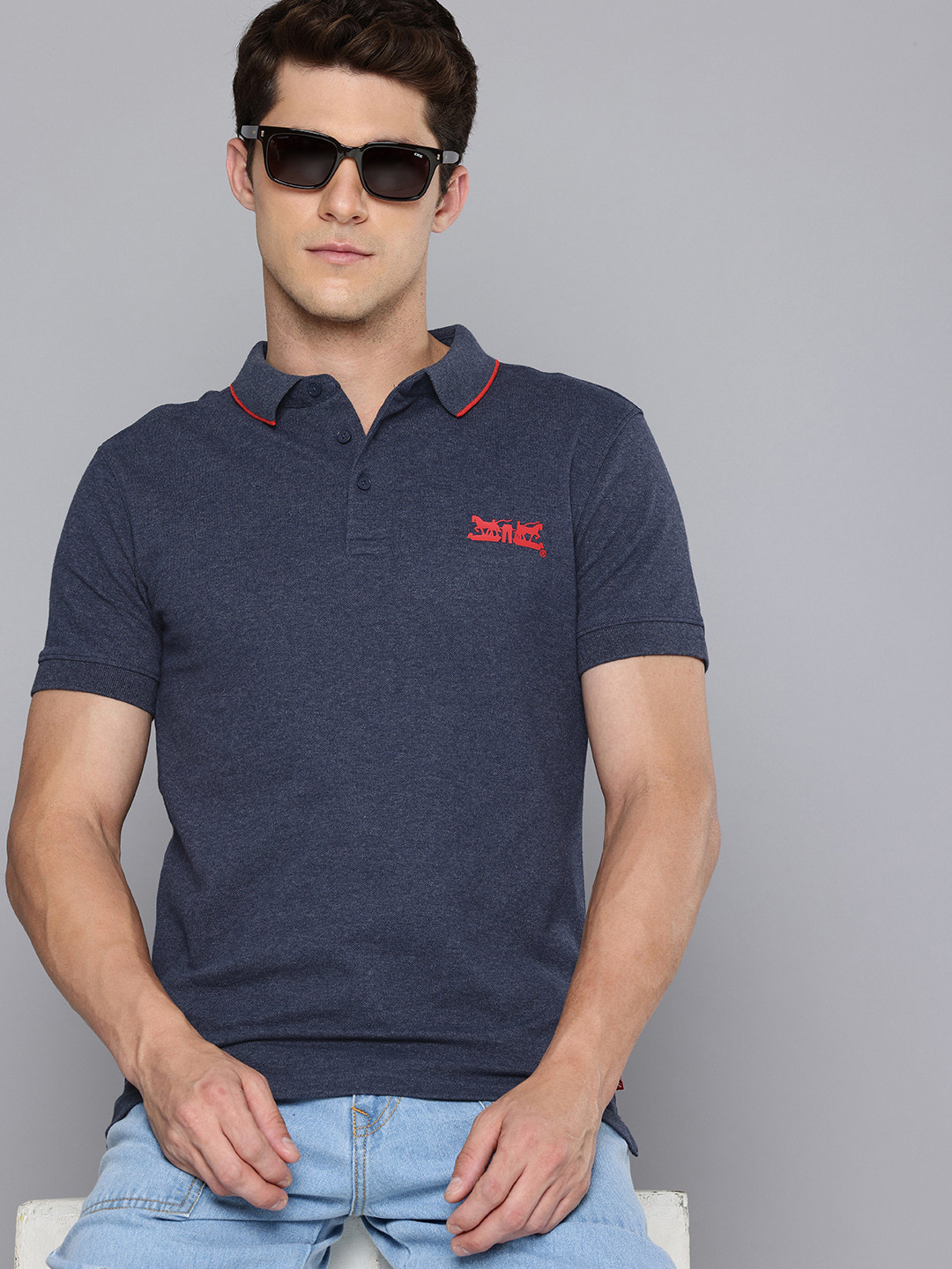 Levis Slim Fit Polo Collar T-shirt with Melange Effect