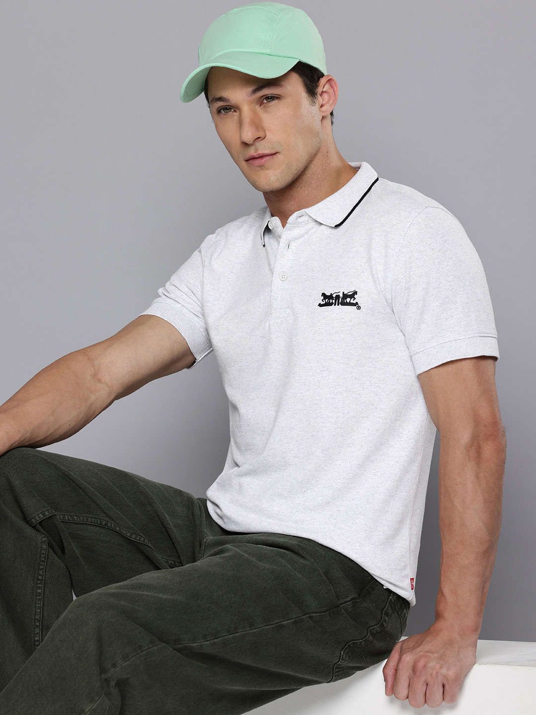 Levis Slim Fit Polo Collar T-shirt with Melange Effect