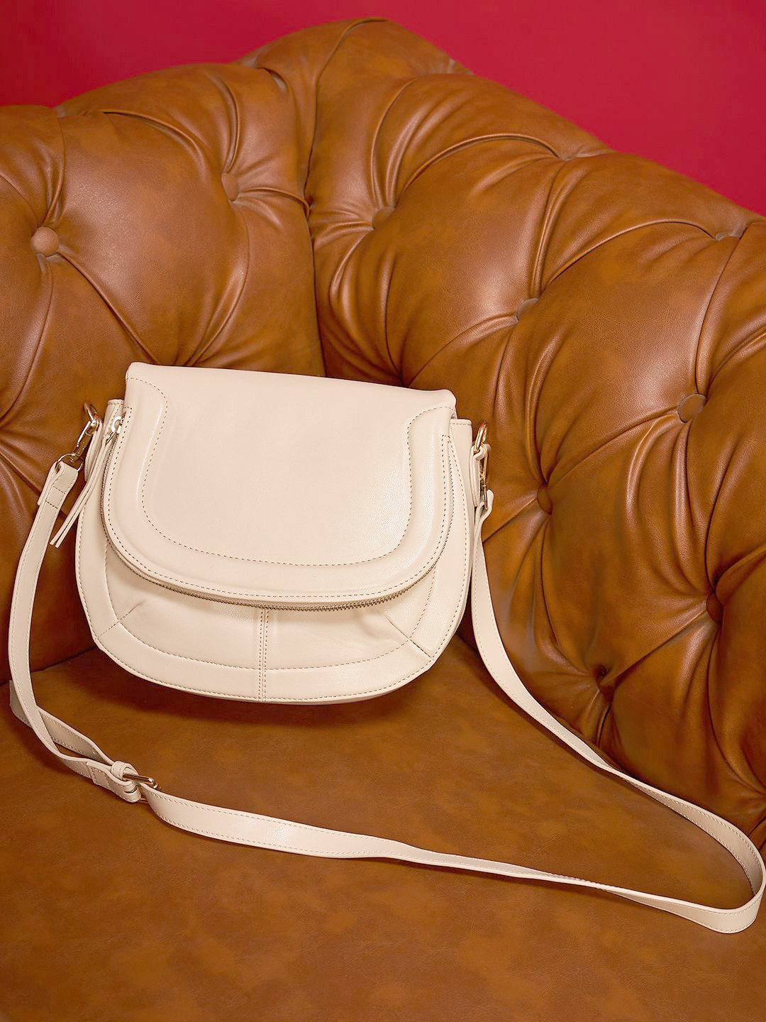 Mast & Harbour Women's Textured PU Half Moon Sling Bag