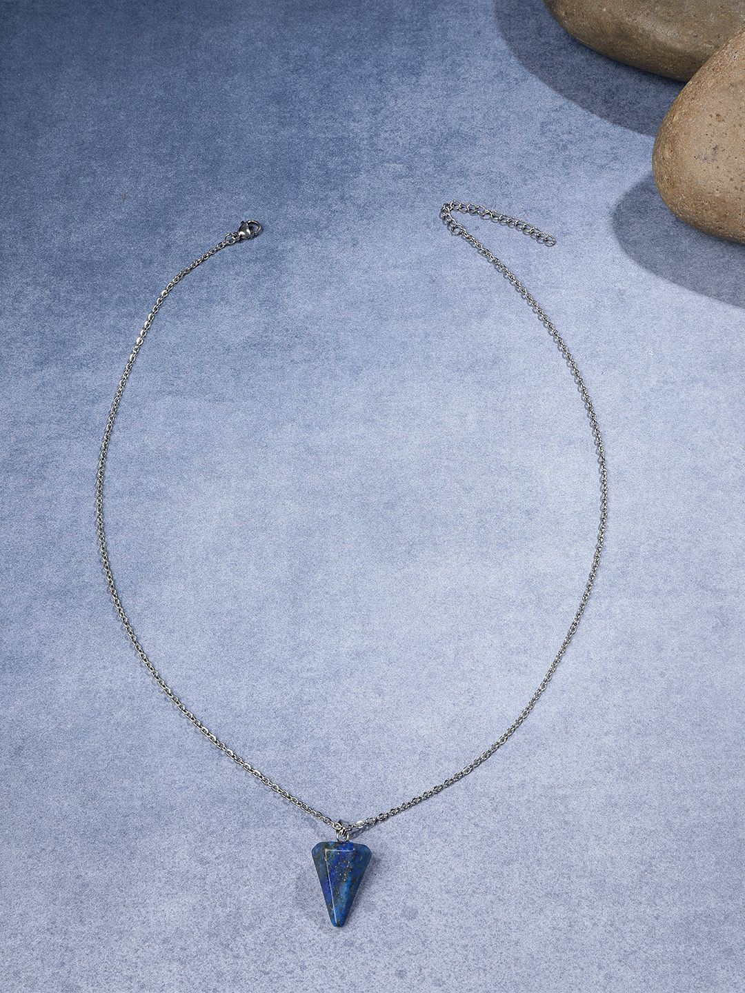 EL REGALO Stainless Steel Diamond Shaped Pendant with Chain