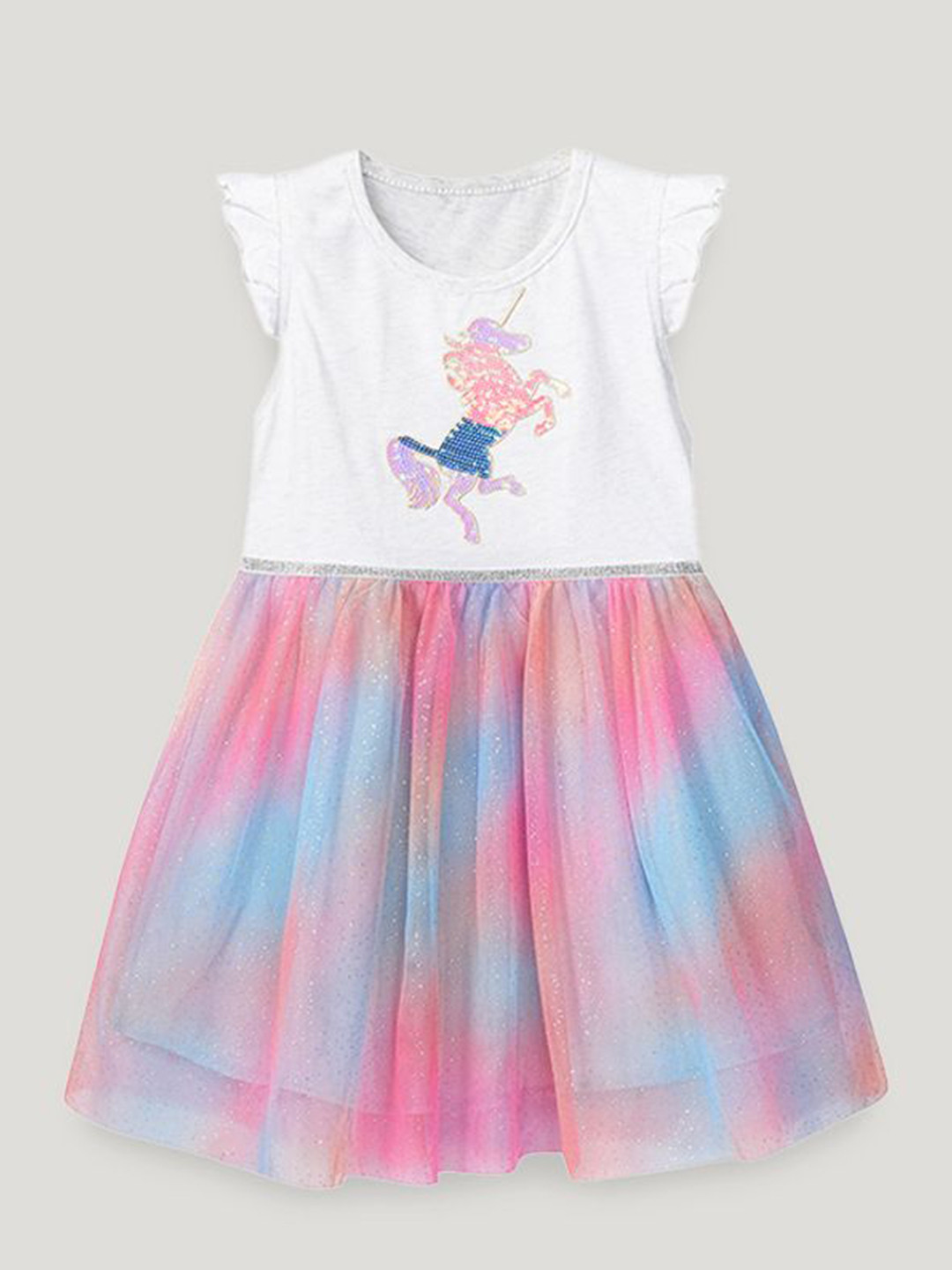StyleCast Girls Sequined Embroidered Cap Sleeves Fit & Flare Dress