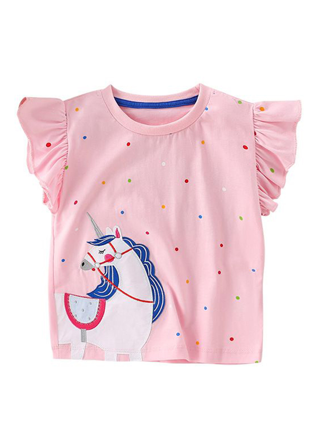 StyleCast Girls Pink Placement Printed Short Sleeves Cotton Top