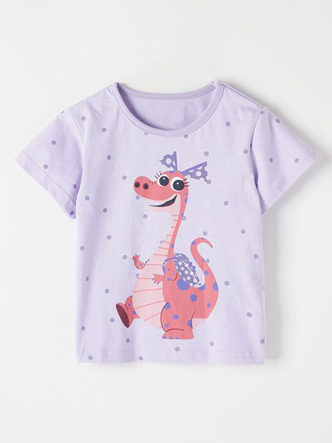 StyleCast Girls Lavender Placement Print Short SleevesCotton Top