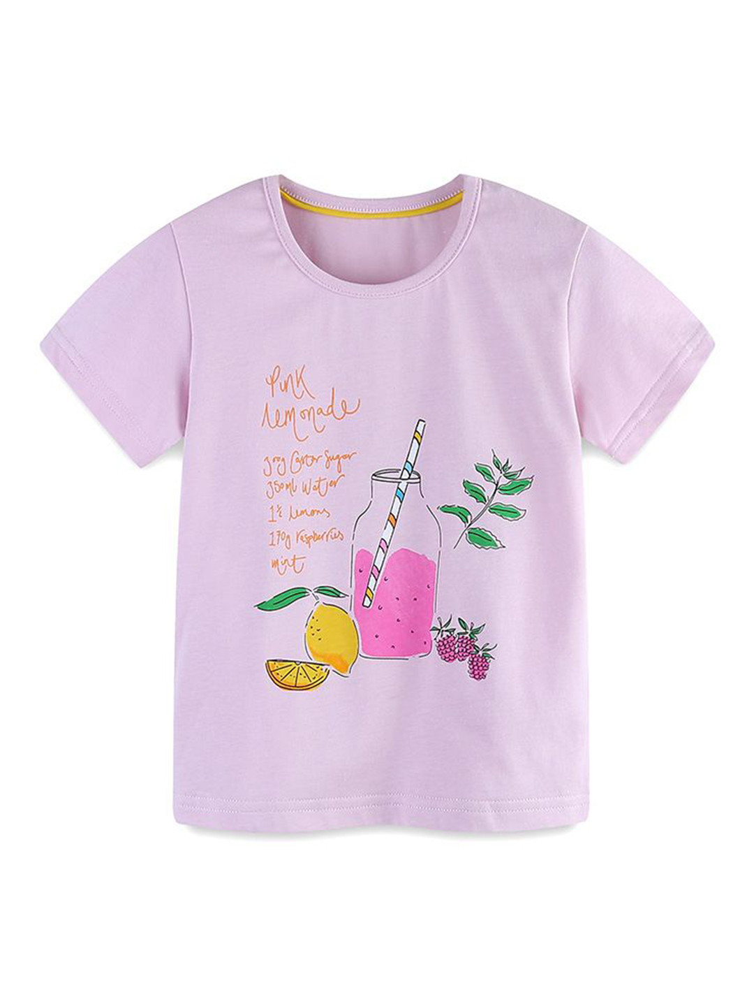 StyleCast Girls Lavender Placement Print Short Sleeves Cotton Top