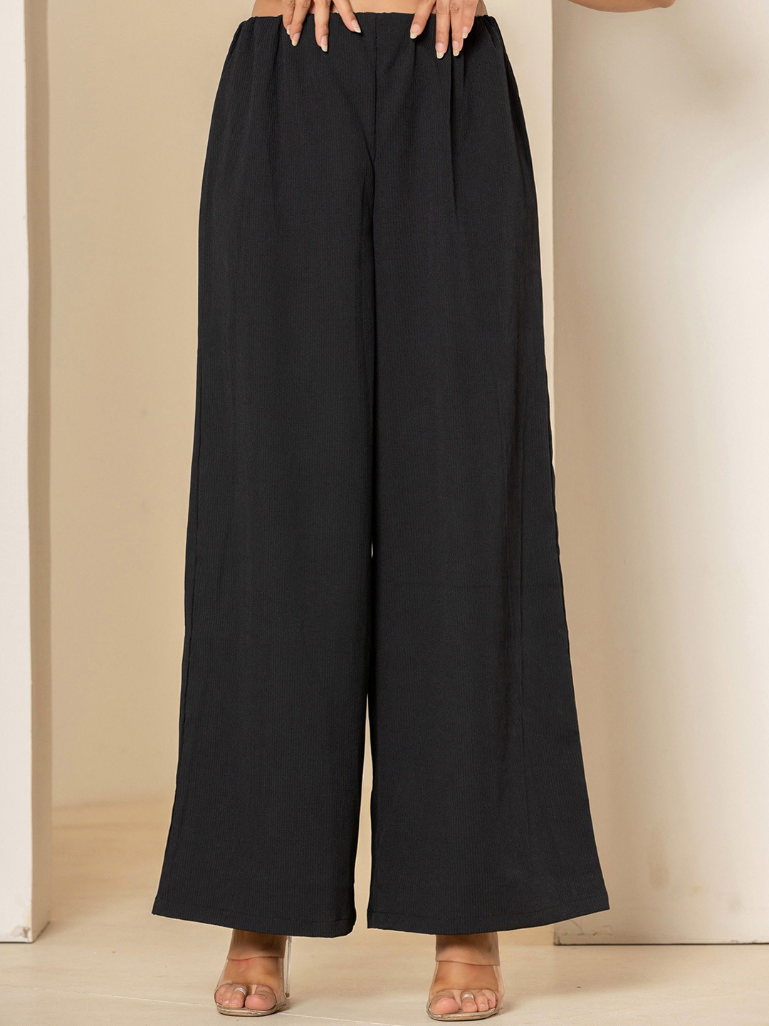 FEATHERS CLOSET Women Relaxed Loose Fit High-Rise Easy Wash Trousers