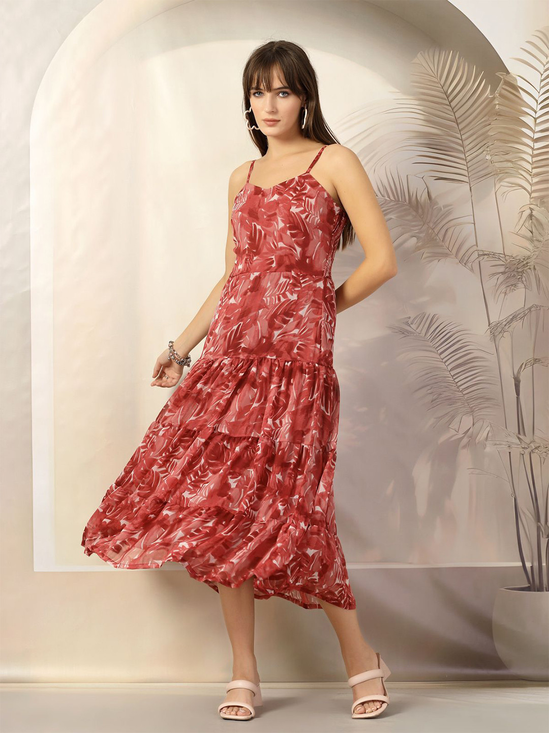 plusS Printed A-Line Midi Dress