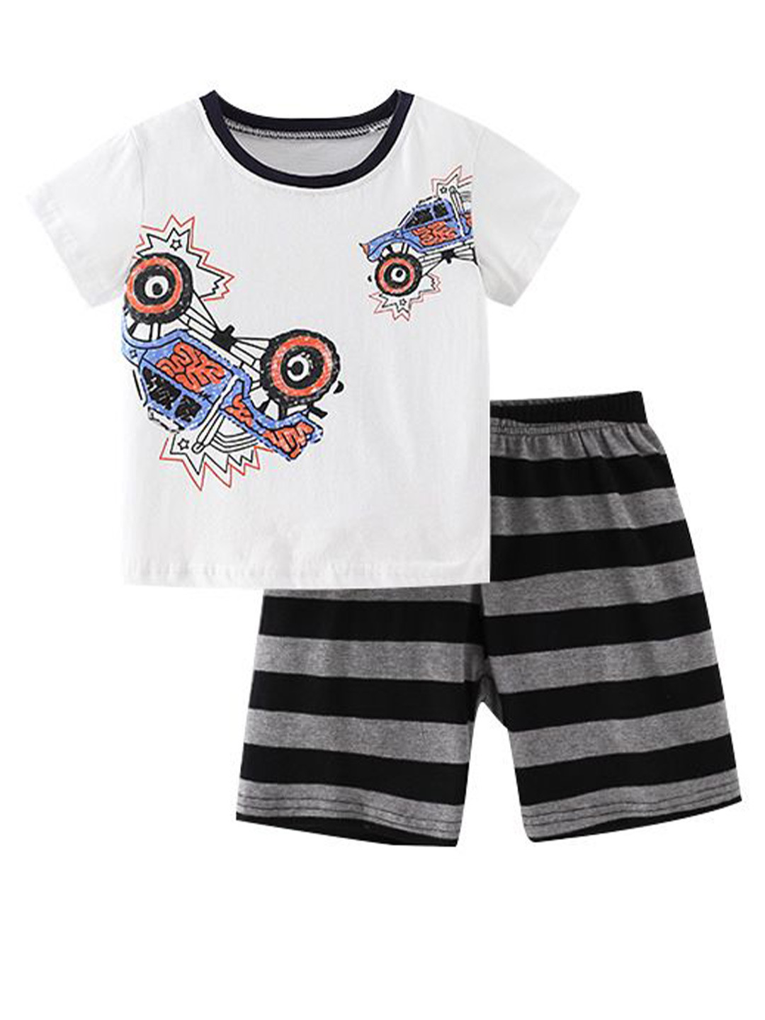 StyleCast White Kids Printed Pure Cotton T-shirt With Shorts