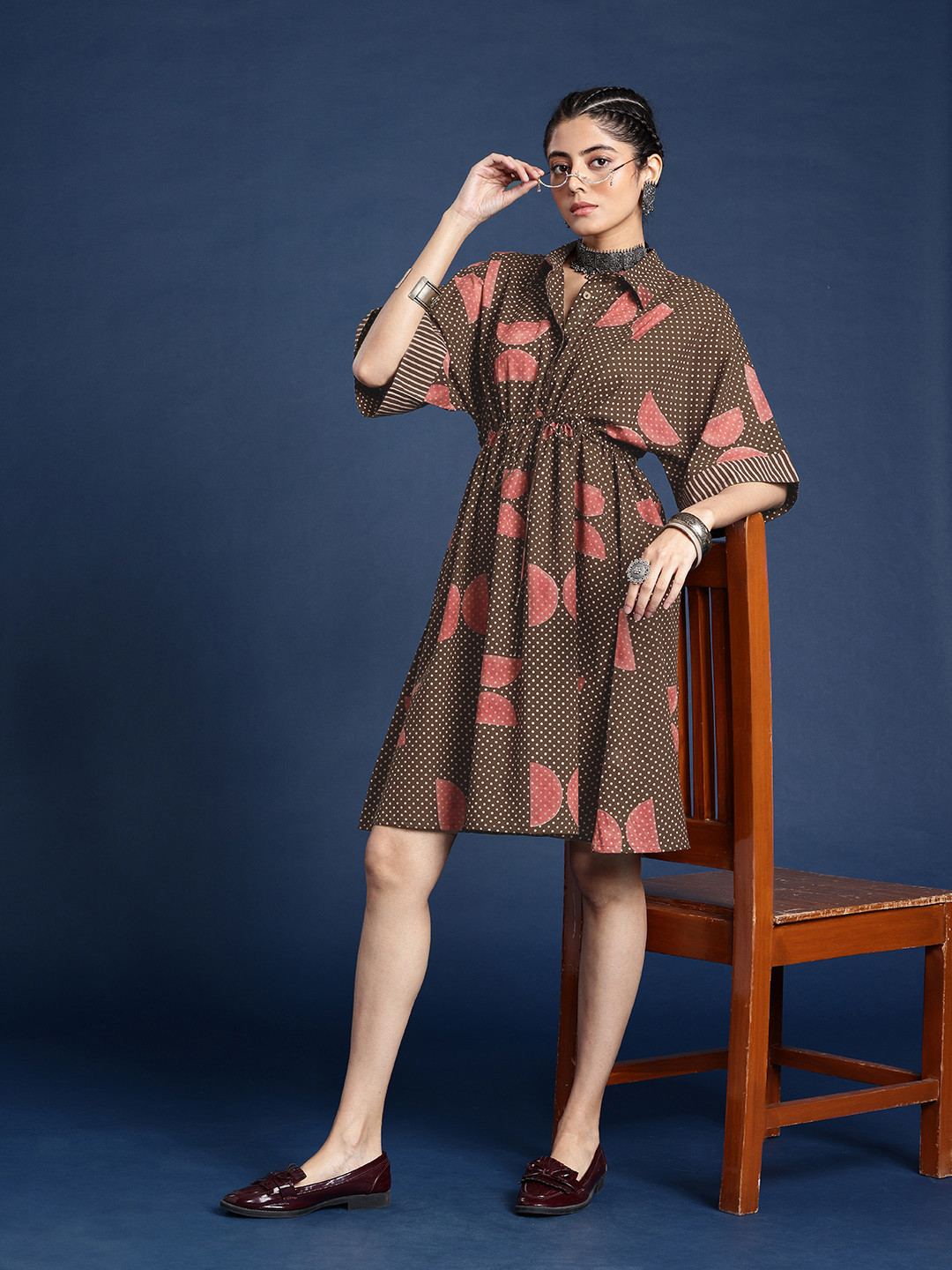 Taavi Block Print Legacy Printed A-Line Pure Cotton Ethnic Dress