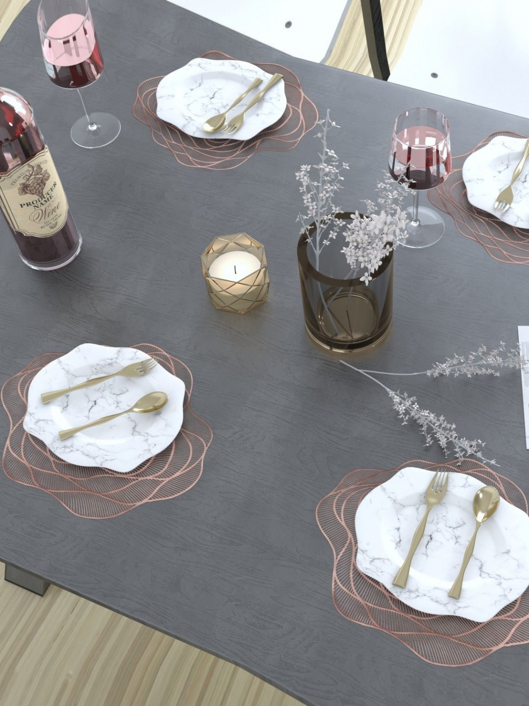 GROKI Brown 4 Pieces Textured Table Placemats