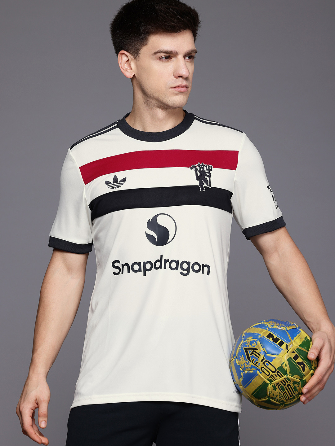 ADIDAS Striped Manchester United FC 24/25 Third Football Slim Fit Jersey