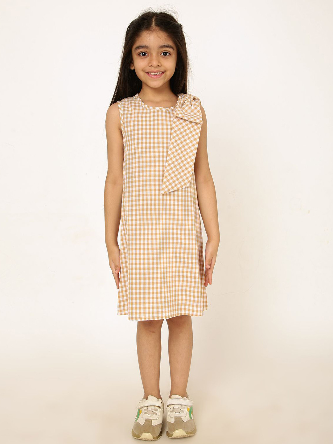 A Little Fable Checked Cotton A-Line Dress