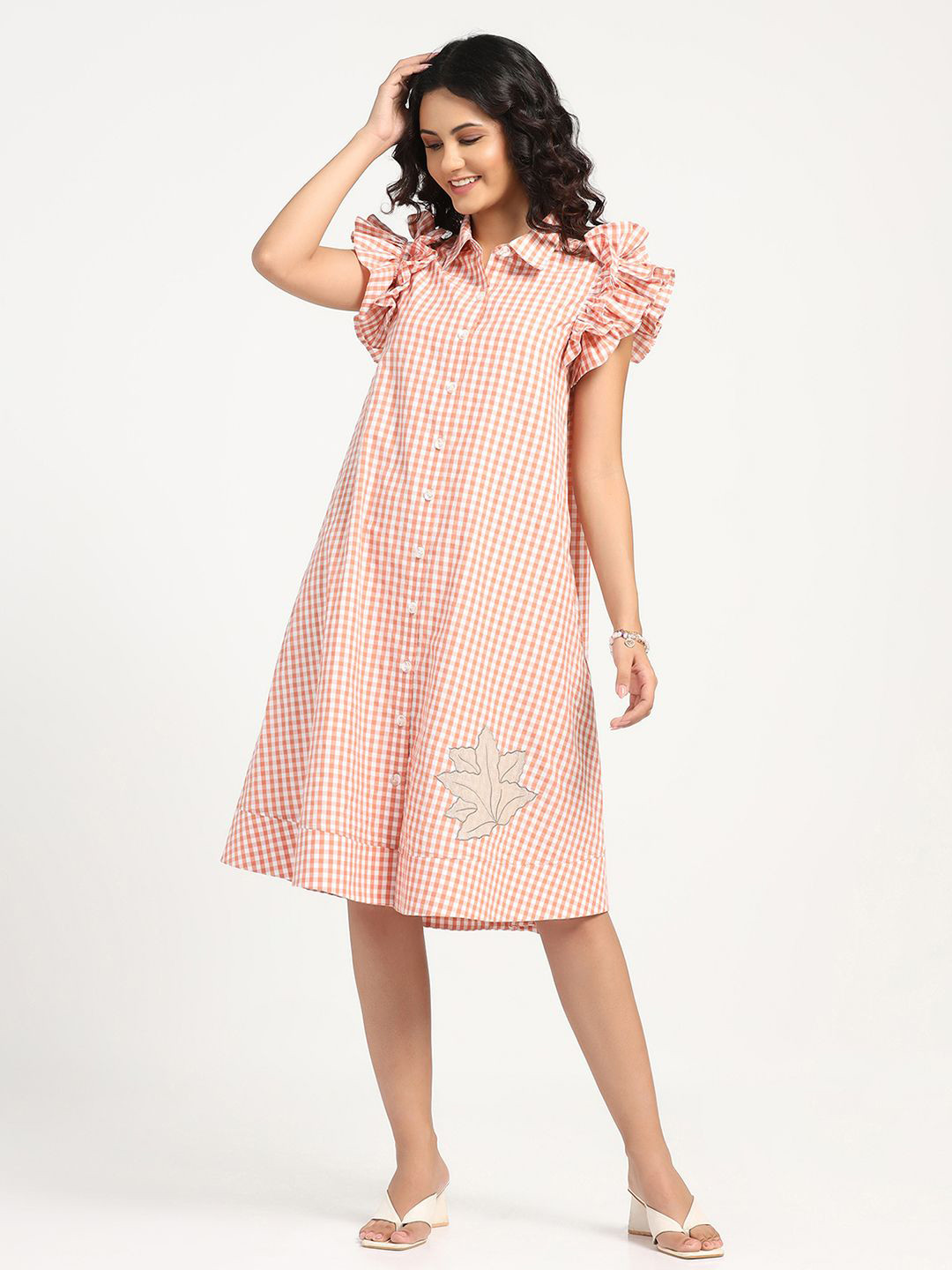 LELA Women Embroidery Shirt Dress