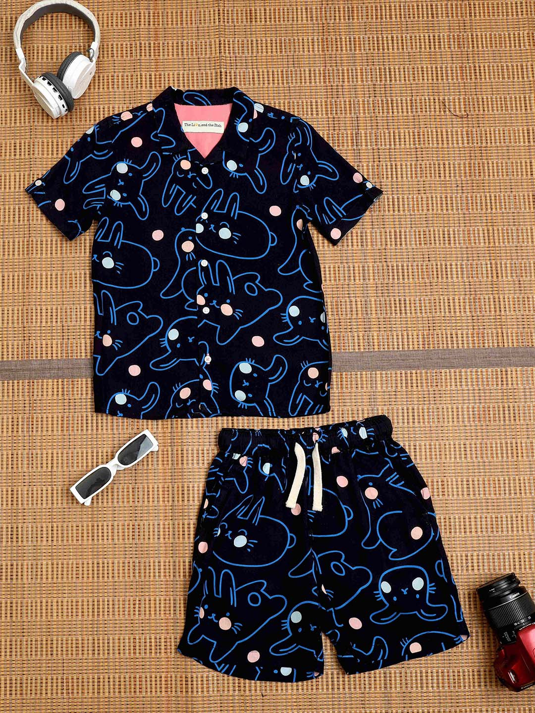 The Lion and The Fish Boys Cat Printed Shirt & Short Co-Ord Set