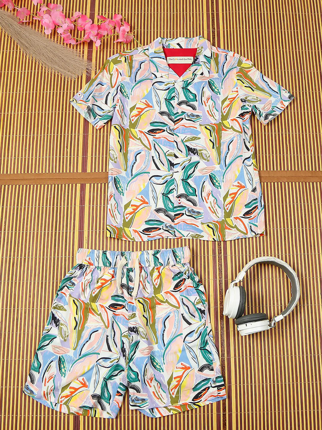 The Lion and The Fish Boys Allorer Aztec Printed Shirt & Short Co-Ord Set