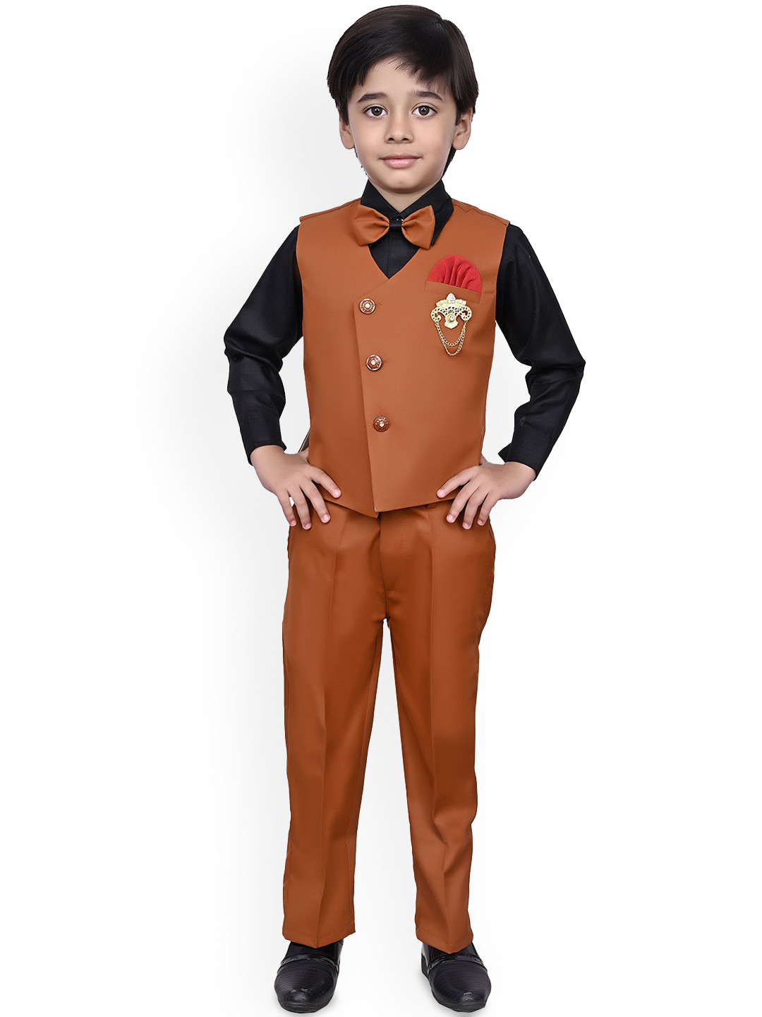 BAESD Boys Ethnic Sleeveless Ventless Three-Piece Suit