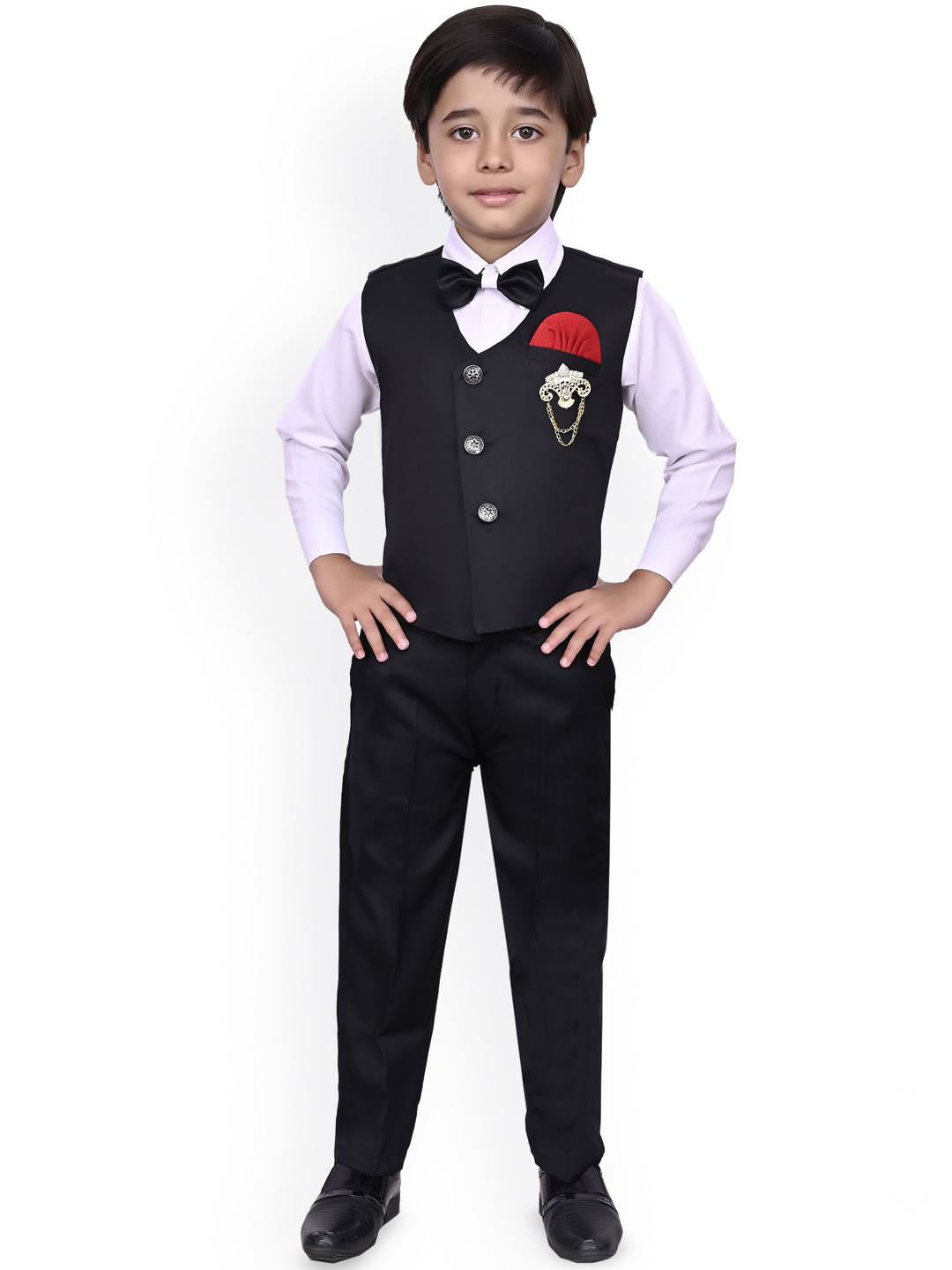 BAESD Boys 3-Pc Ethnic Double Breasted Suit