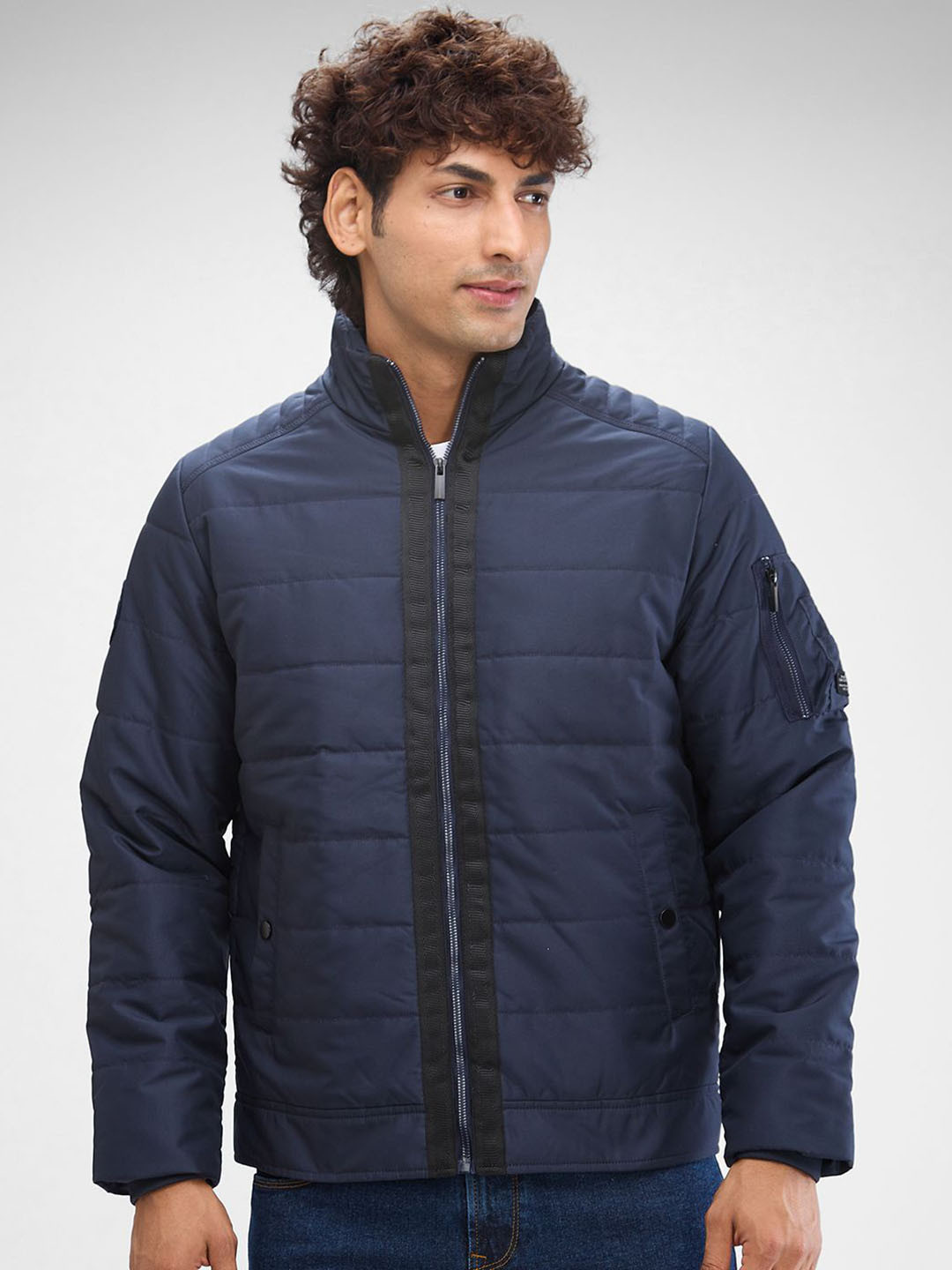 SPYKAR Men Solid Regular Fit Stand Collar Bomber Padded Jacket