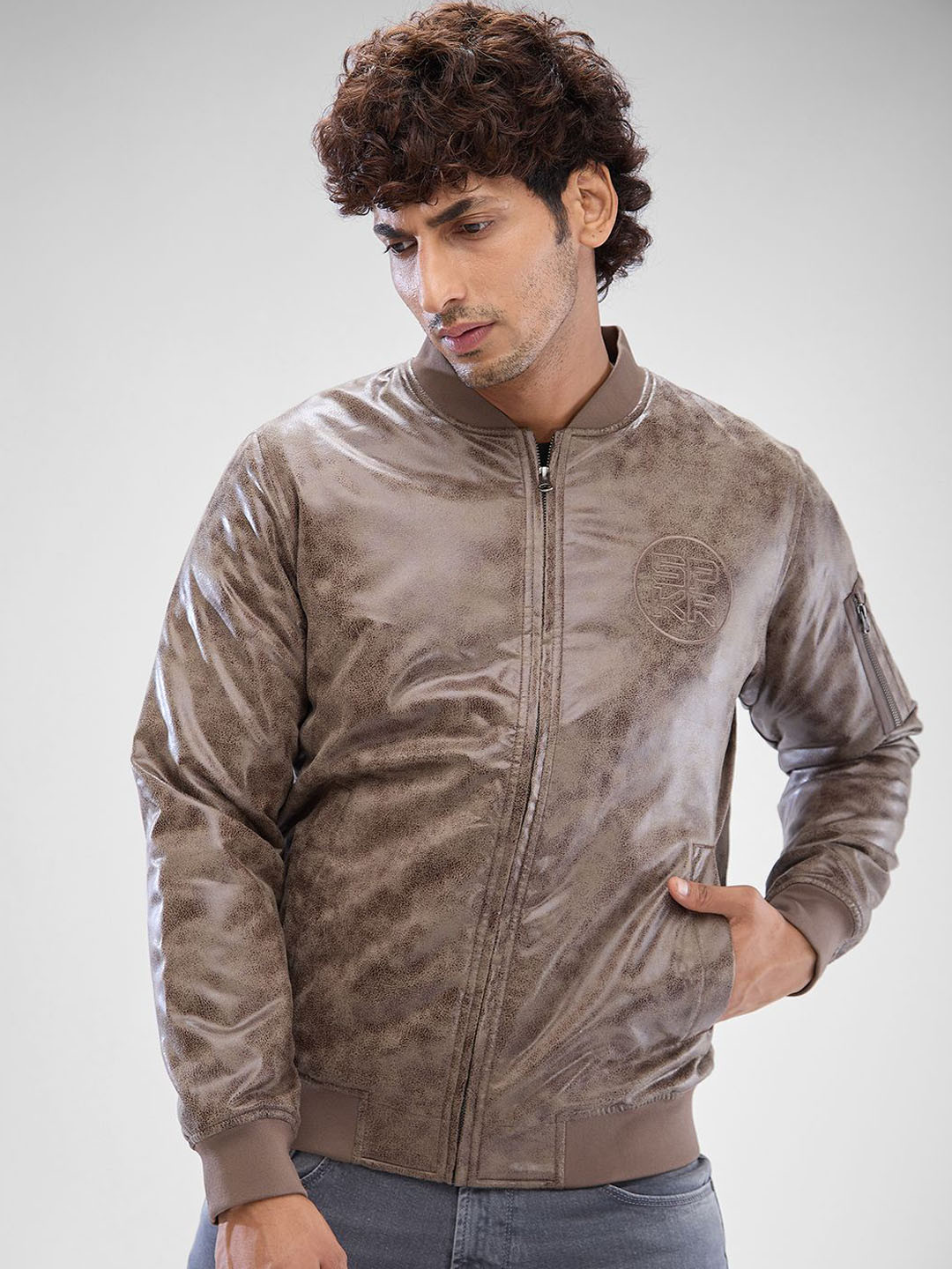 SPYKAR Men Full Sleeve Regular Fit Printed Biker Jacket