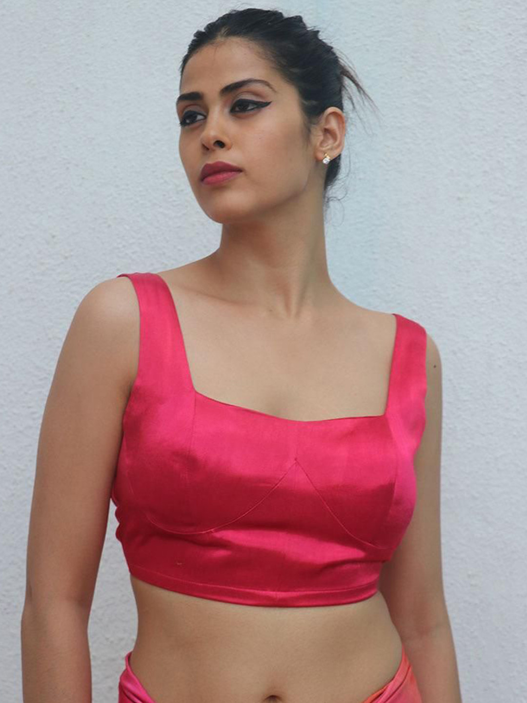 Chidiyaa Square Neck Sleeveless Silk Saree Blouse