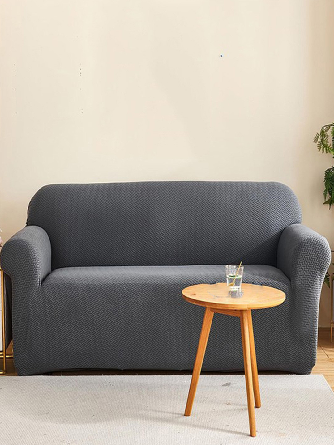 HOUSE OF QUIRK Grey 5-Seater Fleece 220GSM Stretch Sofa Slipcover