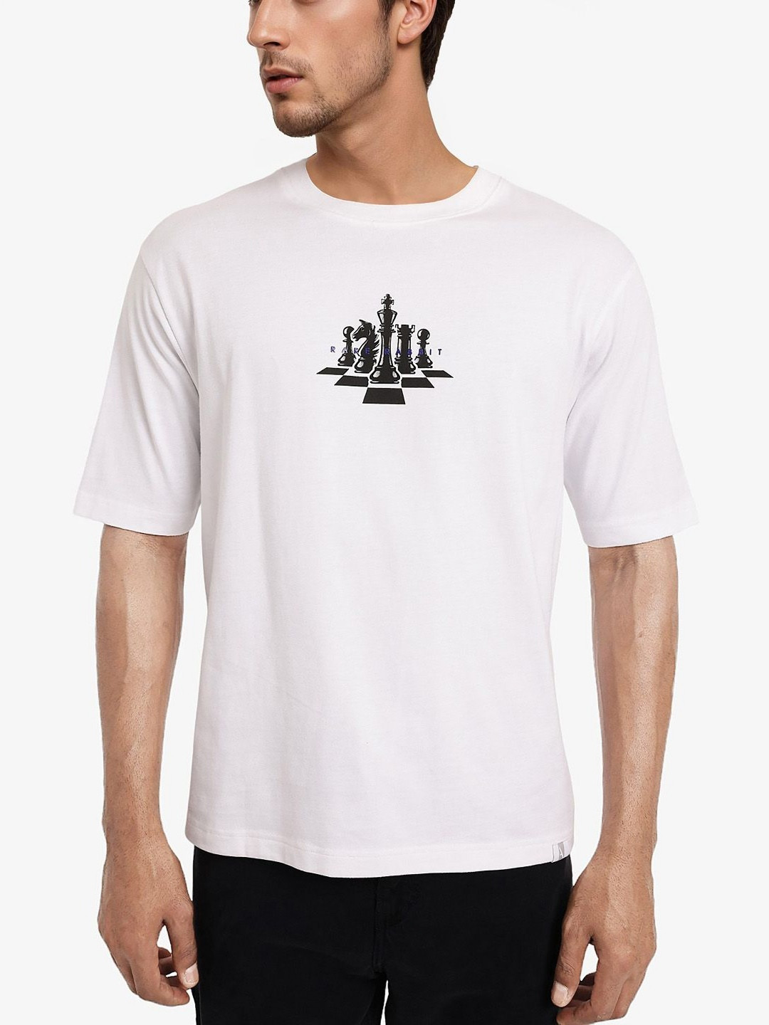 RARE RABBIT Men Drop-Shoulder Sleeves T-shirt