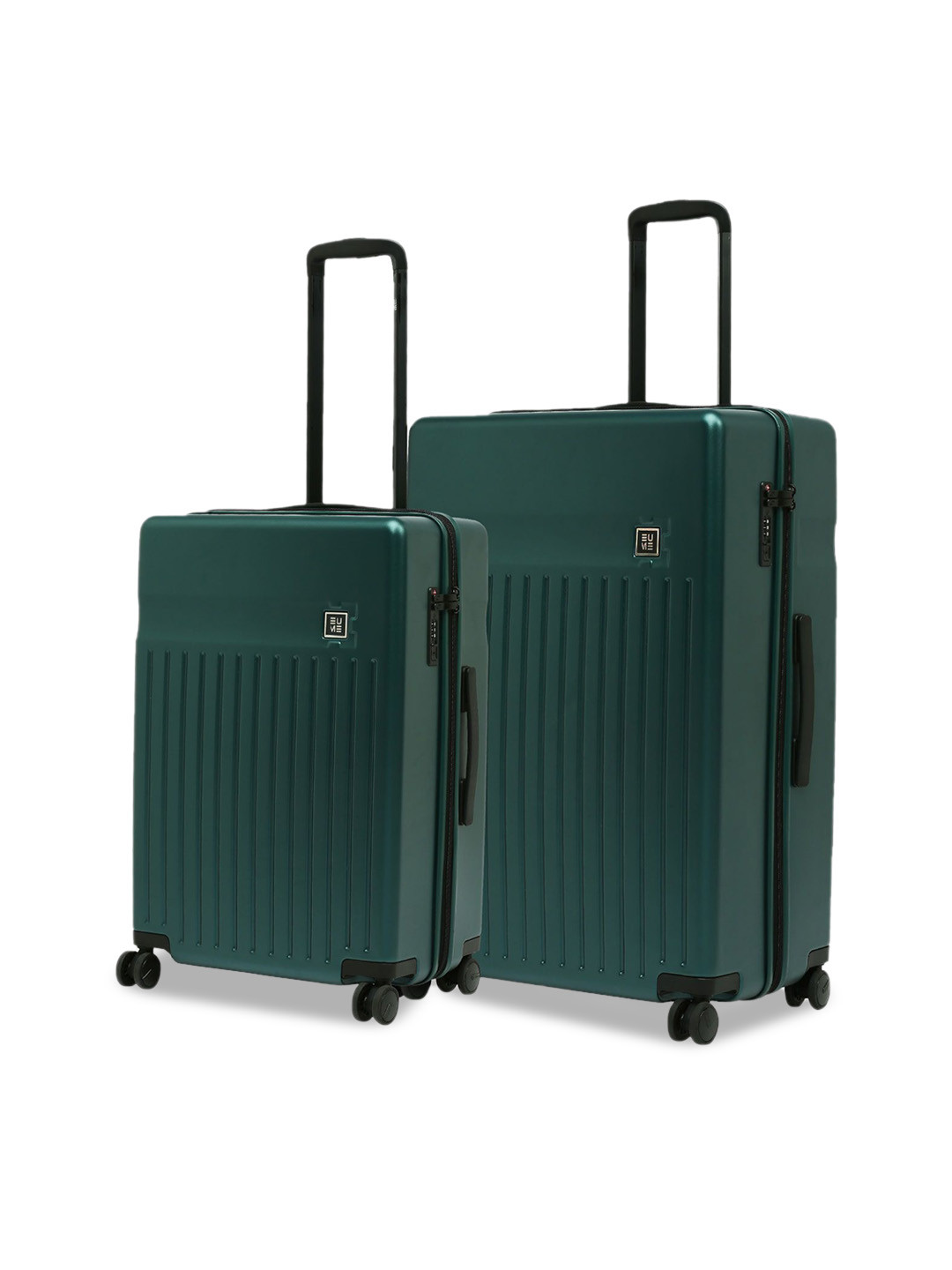 EUME Set Of 2 Textured Hard Sided Medium & Large Trolly Bags
