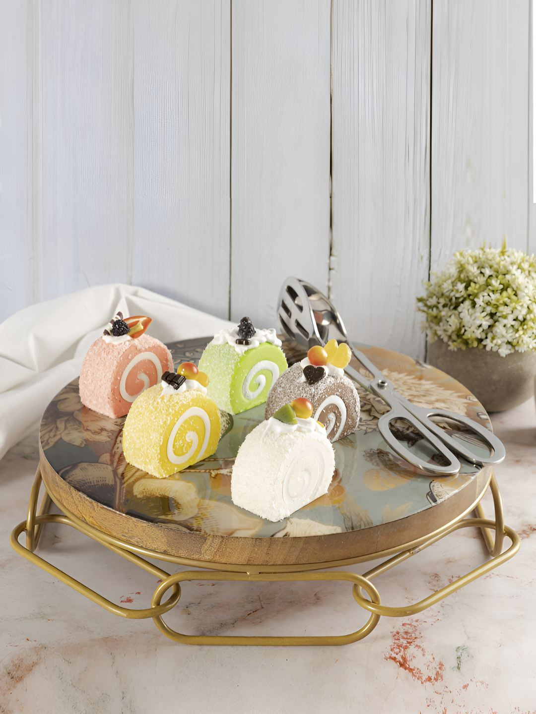 Metalsmith Brown Printed Cake Stand