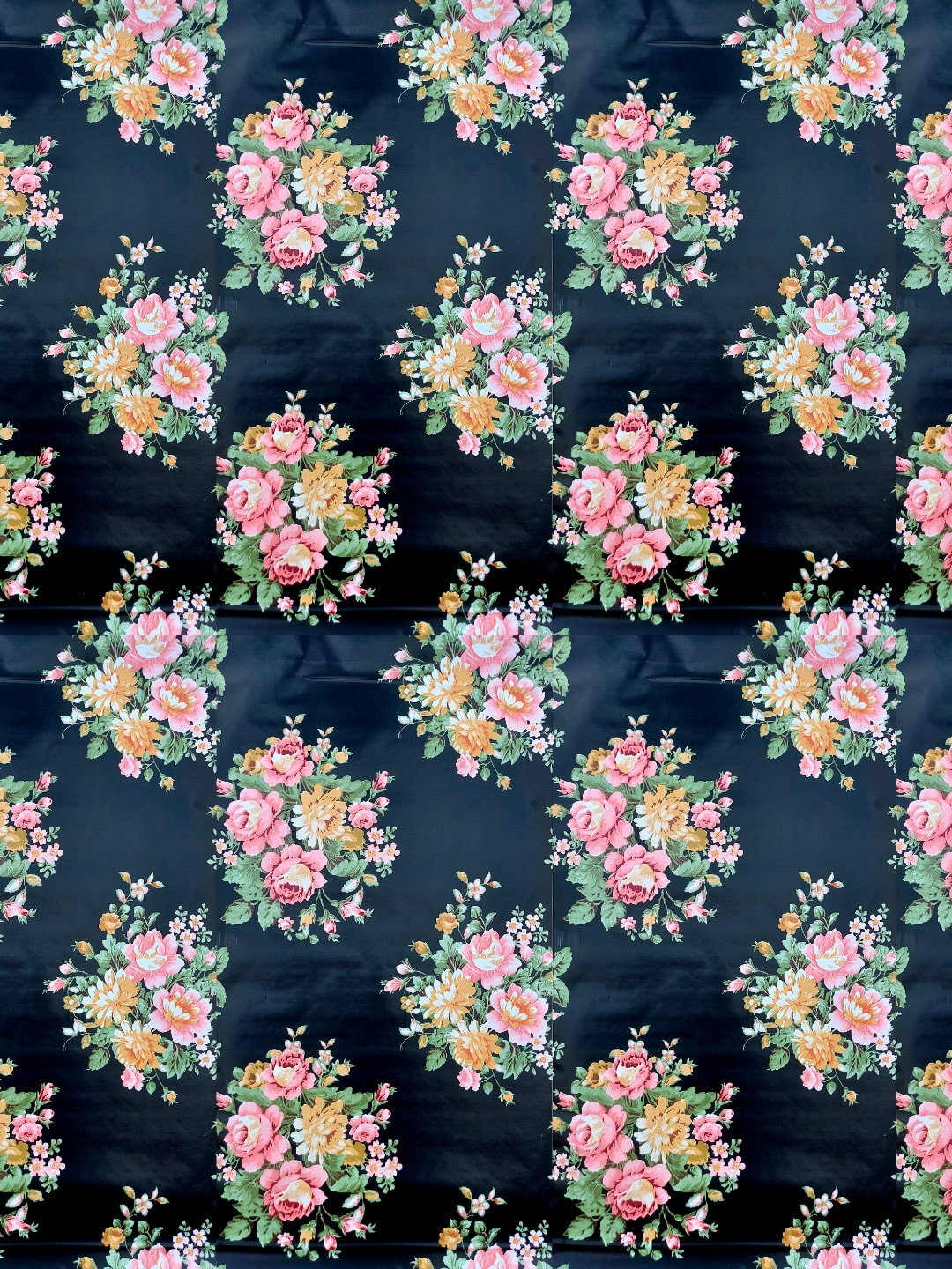 Asian royal Blue & Pink Floral Printed Self Adhesive Wall Sticker