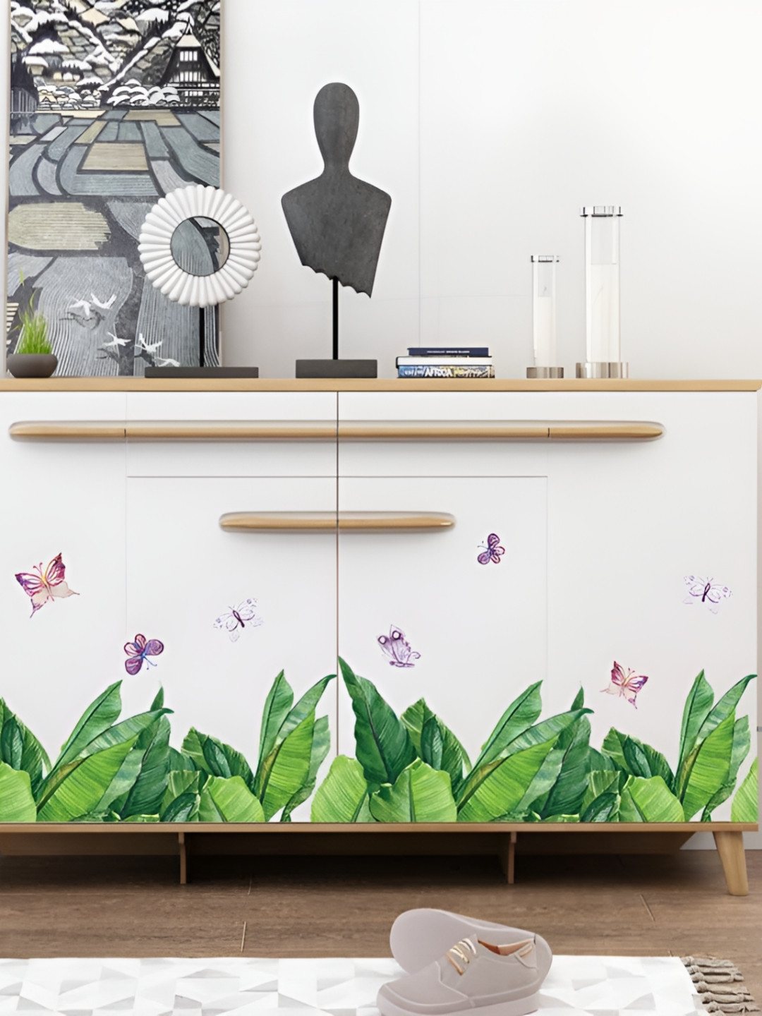 Asian royal Green & Off-White Printed Self-Adhesive Wall Sicker