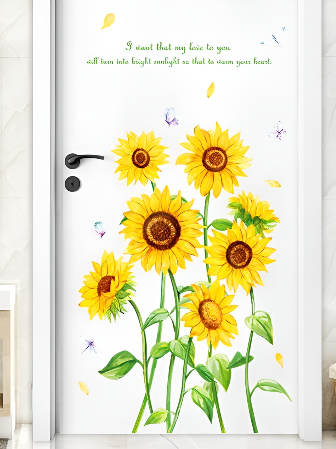 Asian royal Yellow & Green Color 3D Printed Self Adhesive Wall Sticker