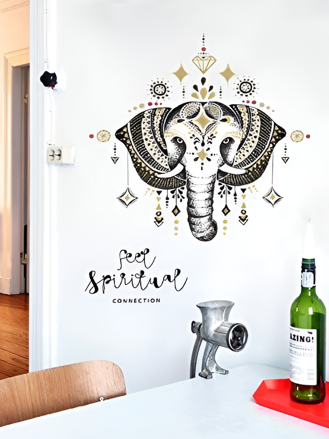 Asian royal Black & Brown Printed Religious Self Adhesive Wall Sticker
